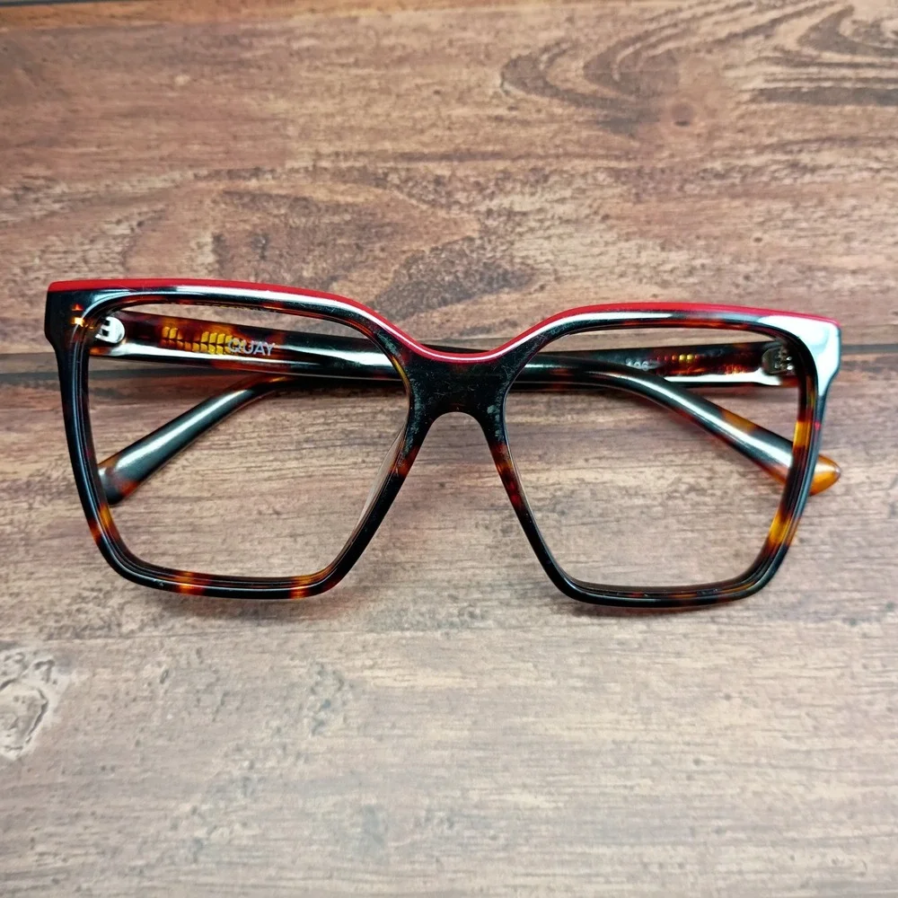 Quay Level Up 126 Tortoise Shell and Red Square Eyeglass Frames
